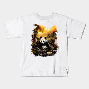 Panda bear in the jungle Kids T-Shirt